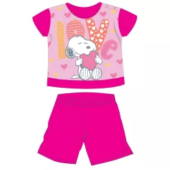Snoopy krótka bawełniana piżama dla niemowląt - różowa