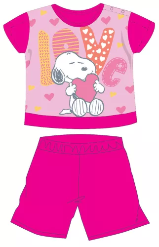 Snoopy krótka bawełniana piżama dla niemowląt - różowa