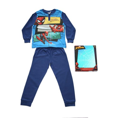 Dłama cienka bawełniana piżama dziecięca - Spiderman - Jersey - ciemnoniebieski - 134