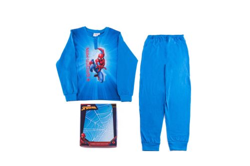 Dłama cienka bawełniana piżama dziecięca - Spiderman - 128 - średni niebieski