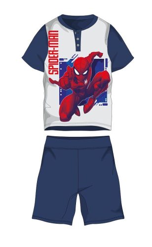 Spiderman letnia krótka piżama dziecięca - piżama z dzianiny bawełnianej - granatowa-biała - 122
