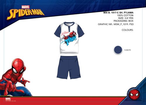 Spiderman letnia krótka piżama dziecięca - piżama z bawełny - granatowa