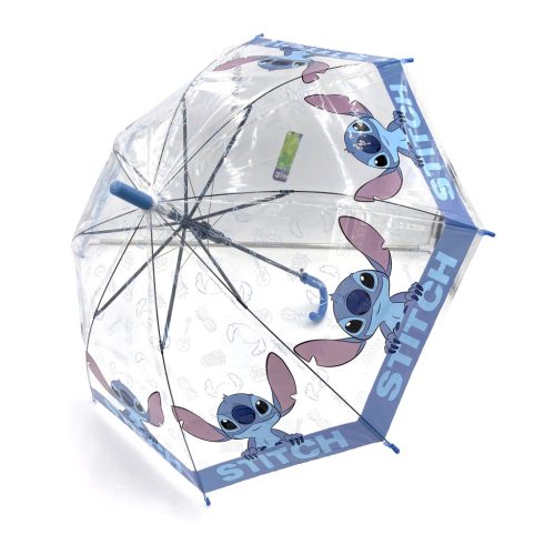 Disney Stitch félautomata esernyő - 74cm - Przezroczysty