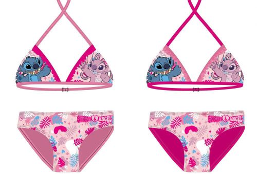 Stitch dziewczęcy dwuczęściowy strój kąpielowy - bikini z trójkątnym górnym - różowy - 116