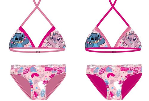 Stitch dziewczęcy dwuczęściowy strój kąpielowy - bikini z trójkątnym górnym - różowy - 98