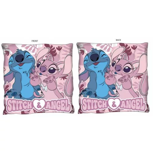 Disney Stitch és Angel párna, díszpárna - kétoldali mintával - 40 x 40 cm