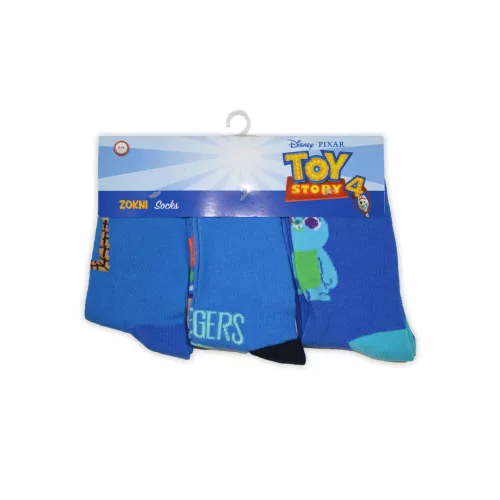 Dziecięce skarpetki bawełniane - 3 pary - Toy Story - niebieski - 31-34