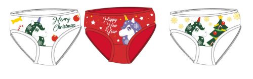 Jednorożec świąteczna dziewczęca bielizna - 3-pack bawełnianej bielizny - 122-128