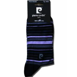   Męskie skarpety do garnituru merceryzowane - bawełniane skarpety do kostki - 41-45 - w paski - Pierre Cardin