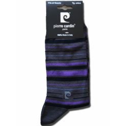   Męskie skarpety do garnituru merceryzowane - bawełniane skarpety do kostki - 41-45 - w paski - Pierre Cardin